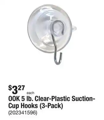 The Home Depot Ook 5 lb. clear-plastic suction-cup hooks (3-pack) offer