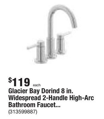 The Home Depot Glacier bay dorind 8 in. widespread 2-handle high-arc bathroom faucet in chrome offer