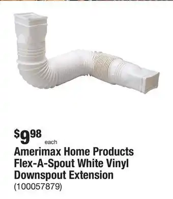 The Home Depot Amerimax home products flex-a-spout white vinyl downspout extension offer