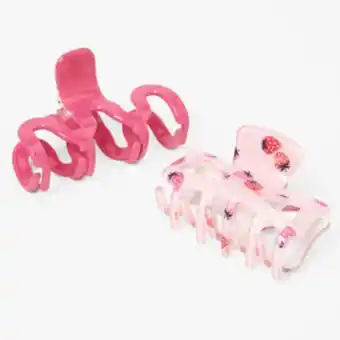 Claire's Pink strawberry hair claws - 2 pack offer
