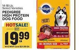 Food Lion Pedigree high protein dog food offer