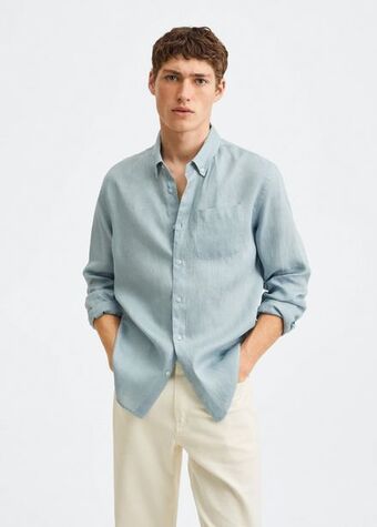 Mango 100% linen slim-fit shirt offer