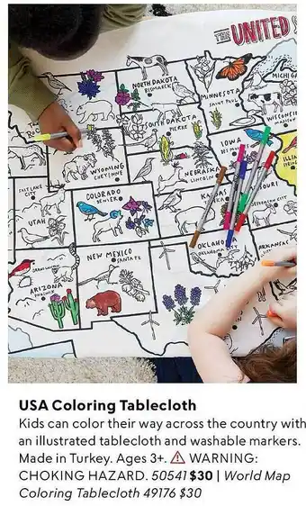 Uncommon Goods Usa coloring tablecloth offer