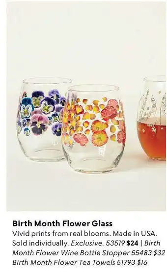 Uncommon Goods Birth month flower glass offer
