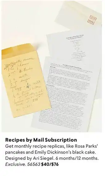 Uncommon Goods Recipes by mail subscription offer