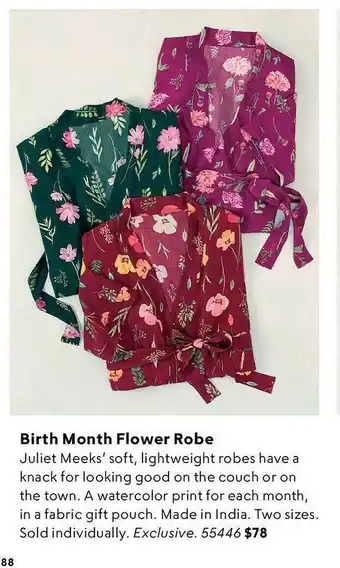 Uncommon Goods Birth month flower robe offer