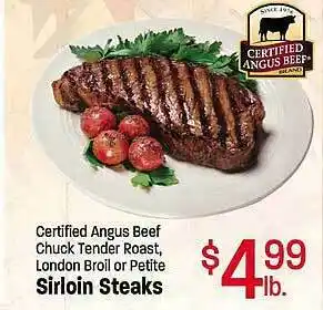 Maceys Certified angus beef sirloin steaks offer