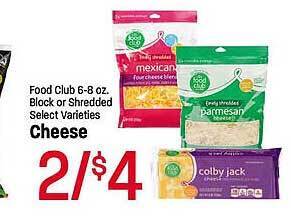 Maceys Food club block or shredded cheese offer