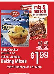 Maceys Betty crocker baking mixes offer