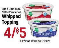 Maceys Food club whipped topping offer