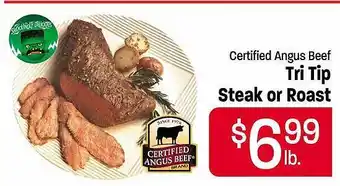 Maceys Certified angus beef tri tip steak or roast offer