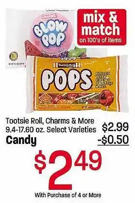 Maceys Tootsie roll, charms & more candy offer