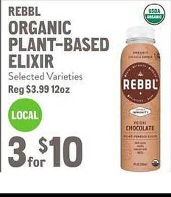 New Seasons Market Rebbl organic plant-based elixir offer