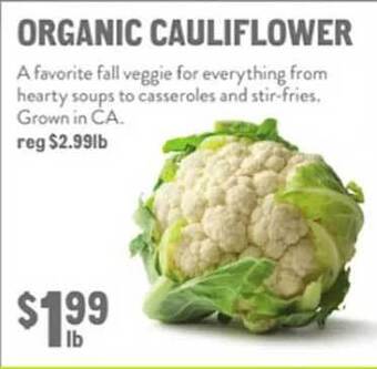 New Seasons Market Organic cauliflower offer