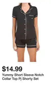 TJ Maxx Yummy short sleeve notch collar top pj shorty set offer
