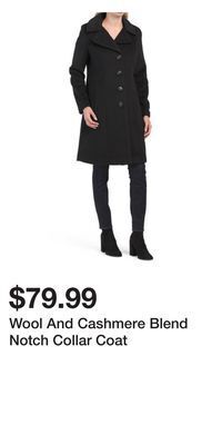 TJ Maxx Wool and cashmere blend notch collar coat offer