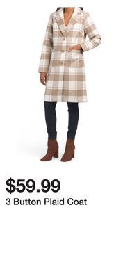 TJ Maxx 3 button plaid coat offer