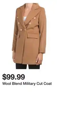 TJ Maxx Wool blend military cut coat offer