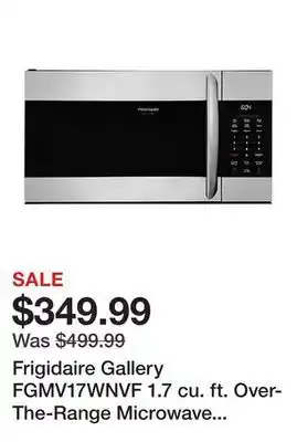 Kmart Frigidaire gallery fgmv17wnvf 1.7 cu. ft. over-the-range microwave – stainless steel offer