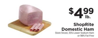 ShopRite Domestic ham offer