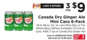 ShopRite Ginger ale mini cans 6-pack offer