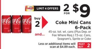 ShopRite Coke mini cans 6-pack offer