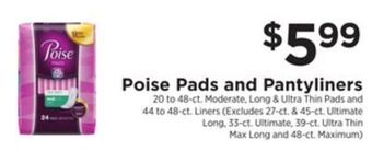 ShopRite Pads and pantyliners offer