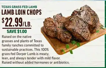 Central Market Texas grass fed lamb lamb loin chops offer