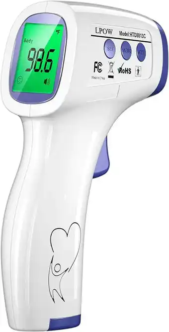 Walmart Lpow forehead digital thermometer,the non-contact infrared thermometer for adults,kids&baby,1s fast reading with 3 colors bac offer