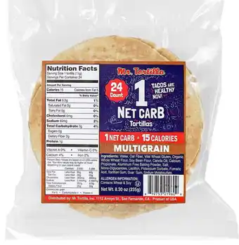 Walmart Mr. tortilla 1 net carb tortilla wraps (24 tortillas) | keto, low carb, low calorie, vegan, kosher | (multigrain) offer