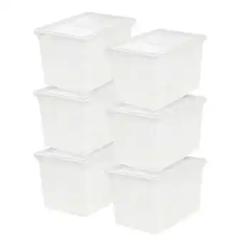 Walmart Mainstays 68 quart jumbo stackable plastic closet storage organizer box, clear, set of 6 offer