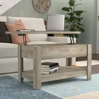 Walmart Coover wood rectangular lift top coffee table, driftwood gray offer
