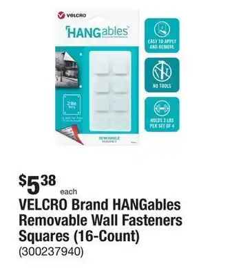 The Home Depot Velcro brand hangables removable wall fasteners squares (16-count) offer