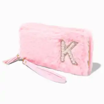 Claire's Pink furry pearl initial wristlet wallet - k offer