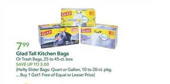 Publix Glad tall kitchen bags offer