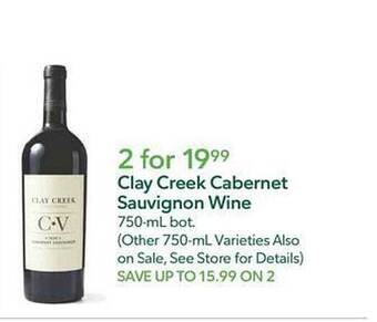 Publix Clay creek cabernet sauvignon wine offer