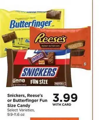 QFC Snickers, reese's or butterfinger fun size candy offer