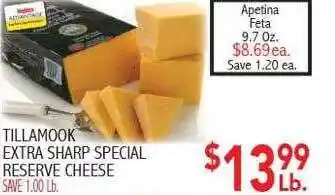 Ingles Markets Tillamook extra sharp special reserve cheese offer
