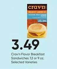 Stater Bros Crav'n flavor breakfast sandwiches offer