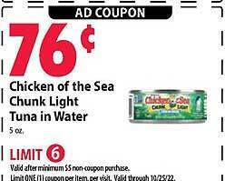 Festival Foods Chicken of the sea chunk light tuna in water offer