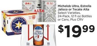 Food 4 Less Michelob ultra, estrella jalisco or tecate alta offer