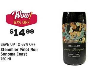 Grocery Outlet Stemmler pinot noir sonoma coast offer