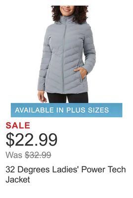 Costco 32 degrees ladies' power tech jacket offer