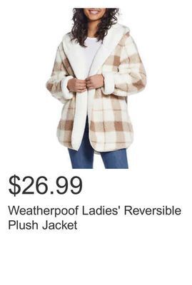 Costco Weatherpoof ladies' reversible plush jacket offer