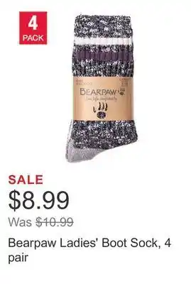 Costco Bearpaw ladies' boot sock, 4 pair offer