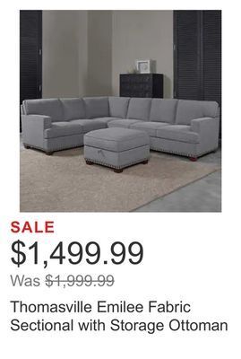 Costco Thomasville emilee fabric sectional with storage ottoman offer
