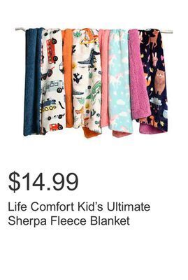 Costco Life comfort kid's ultimate sherpa fleece blanket offer