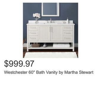 Costco Westchester 60" bath vanity by martha stewart offer