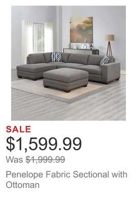 Costco Penelope fabric sectional with ottoman offer