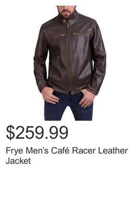 Costco Frye men's café racer leather jacket offer